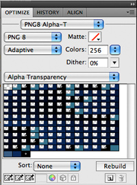 PNG8 Alpha Transparency in Fireworks