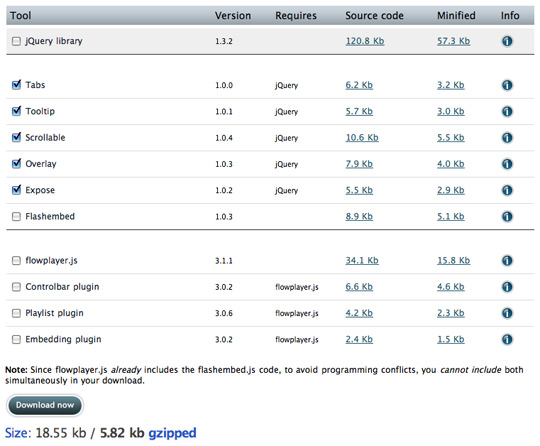 jQuery Tools custom download