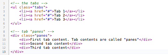 jQuery Tools tabs HTML
