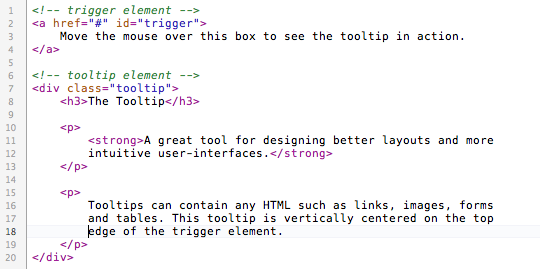 jQuery Tools tooltip HTML