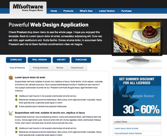 Clean and Black Mac Style Software Template