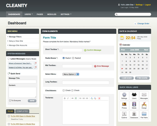 Cleanity Complete Admin / CMS Skin