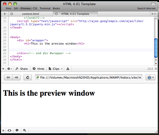 Coda Window Previews