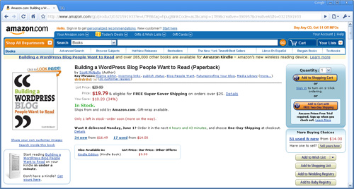 Amazon - recommended book for Wordpress bloggers